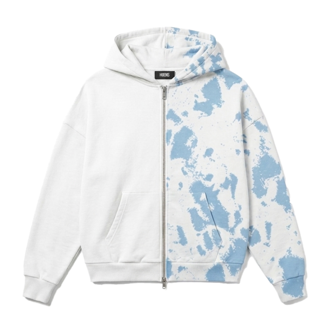 HAUNS Split Acid Zip-Up Hoodie White-blue