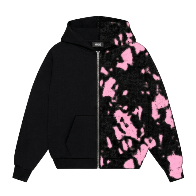 HAUNS Split Acid Zip-Up Hoodie Black-pink